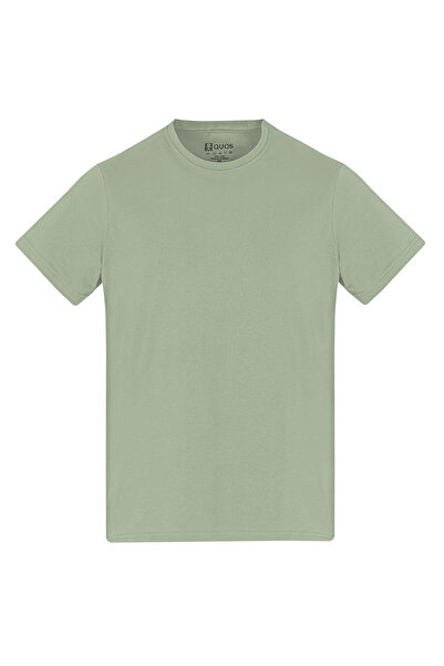 QUOS Men's / Unisex 100% Cotton Crew Neck Basic T-Shirt