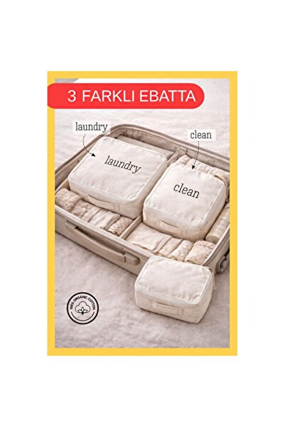 3'lü Krem Valiz Düzenleyici Bavul Içi Organizer Set, Seyahat Hurcu %...