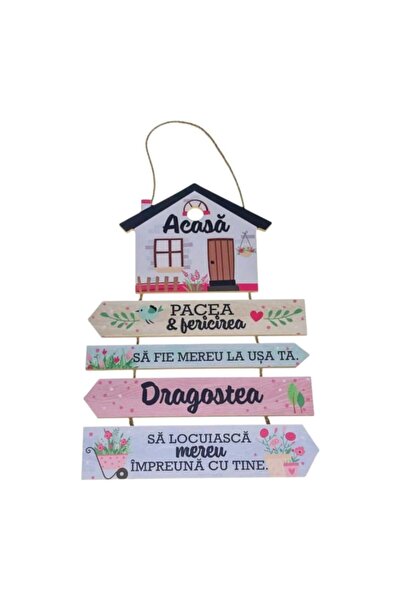 Ceramica Martinescu Placheta decorativa din lemn, 22x30 cm – Ornament suspend...