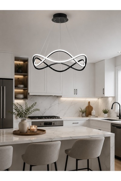 neeko Ezgi Siyah Modern LED Sarkıt Avize Ultra Süper Beyaz Işık