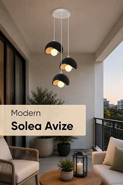 Jusel Solea 3'lü Sarkıt Avize Beton Dokulu, Salon, Balkon, Yatak Odası İçin D...