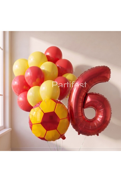 Partifest مجموعة عيد الميلاد باللون الأصفر والأحمر - بالون من رقائق الفويل عل...