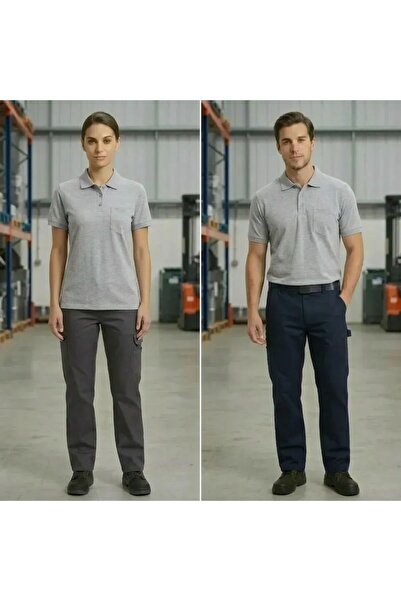 gebze iş güvenliği Polo Collar Combed Cotton Pocket T-Shirt