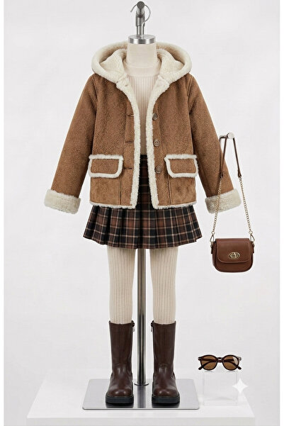 asus deri Tokyo - Genuine Lamb Fur Hooded Girls' Jacket