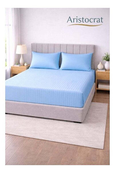 Aristocrat 3-Piece Striped Microfiber Fitted Sheet Set Super King 200x200cm, ...