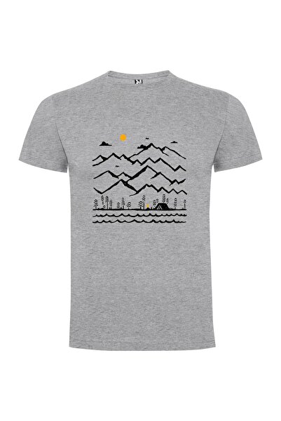 iLovePrints Mountain Scenery Sketch Tshirt