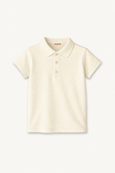 Zeyland Kız Erkek Çocuk Kısa Kollu Polo Yaka Tshirt - Ekru