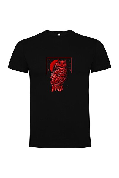 iLovePrints Crimson Lunar Owl Tshirt