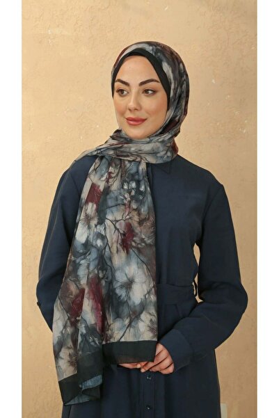 locella Desenli Vual Kraş Şal Siyah Bordo