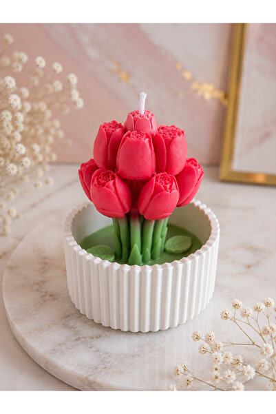 Handmade Lale Saksısı Soya Wax Mum