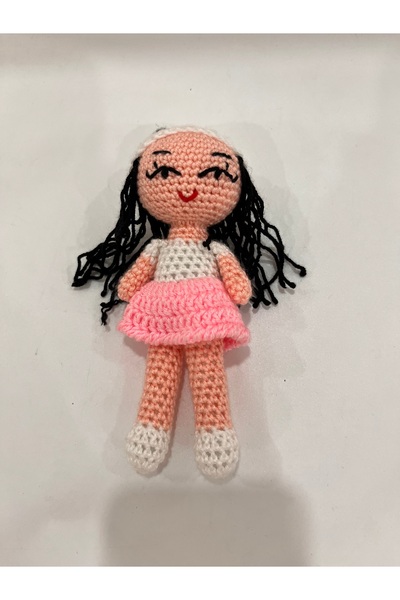 TOIVOS Amigurumi El Örgüsü Gökkuşağı Saçlı Kız Bebek Anahtarlık
