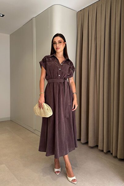 MAGARDE Fisto Detailed Tensel Dress - Brown