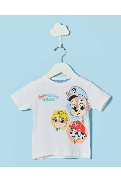 REDTAG Infant Boys White Paw Patrol Printed T-Shirt