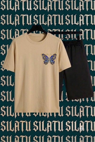 SILATU Blue Butterfly Printed Shorts and T-Shirt Set