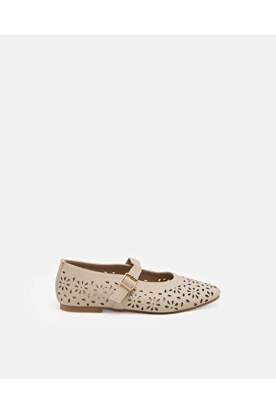 REDTAG Senior Girls Beige Cutwork Ballerinas