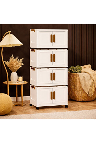 Vivendo Dulap depozitare pliabil cu usi si roti, organizator multifunctional ...