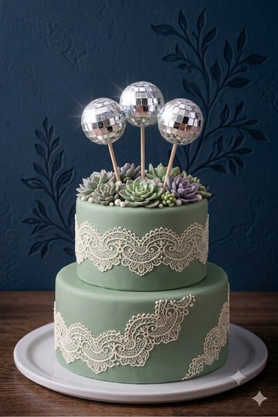 luvissi shelves Silver Disco Ball Cake Topper Toothpick Ornament 5cm 3 Pieces - Designed to Make Parties and Special Occasions Even More Special