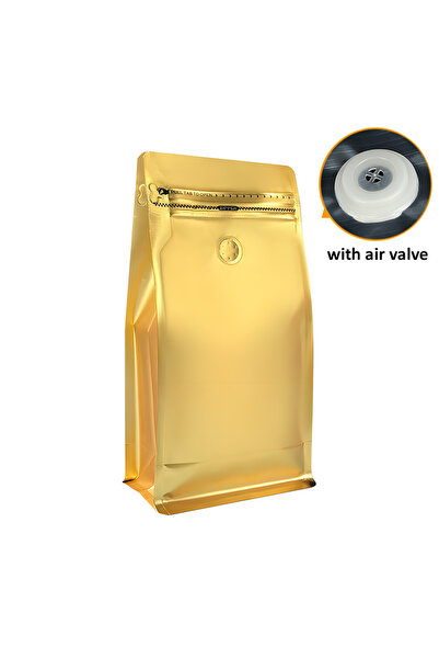 Choice7 15x32.5cm golden with valve 50pcs High Quality Flat Bottom Coffee Bag...