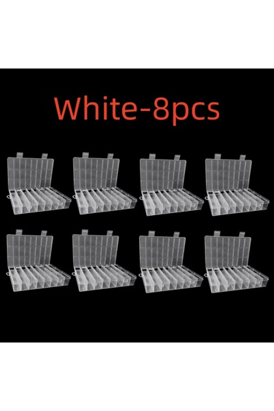 Choice 55564-White-8pcs 24 Grids Compartment Plastic Storage Box Jewelry Earr...