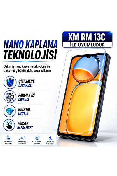 Powerfox واقي شاشة زجاجي نانو متوافق مع Redmi 13C |   مقاومة للخدوش 9H+ |   ش...