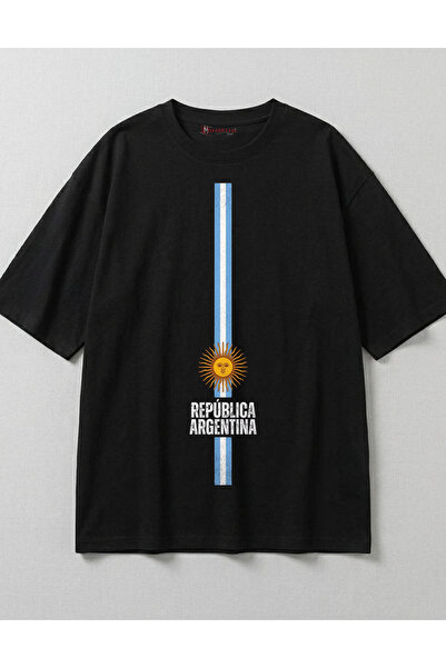 dompulerimoda Rebuplica Argentina 2026 Printed Oversize Black Unisex T-Shirt