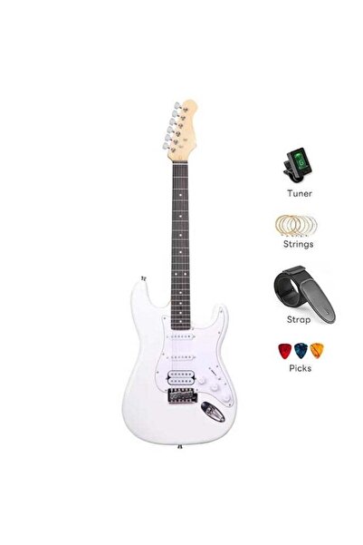 sharpdo 39-Inch Electric Guitar White + 5 Accessories (Guitar bag, Tuner, Str...