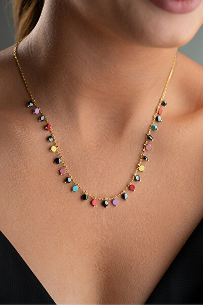 Silvano Jewelry 925 Ayar Gümüş Renkli Zirkon Taşlı Gökkuşağı Model Kolye