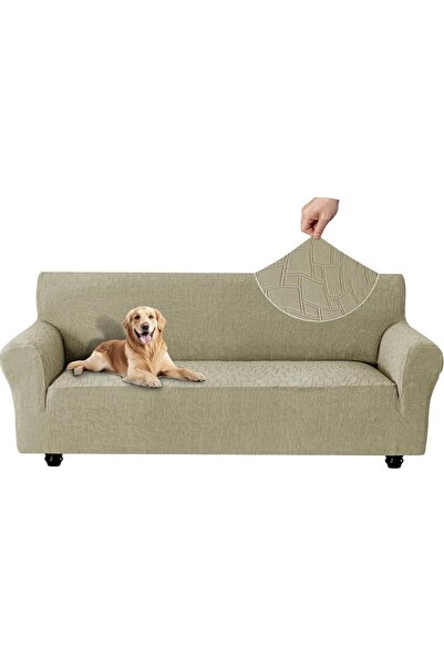 Dotail Husă elastică pentru canapea cu 3 locuri, Jacquard, Antiderapantă, Lav...
