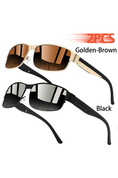 Choice4 GoldenBrown-Black Fashion Vintage Rectangle Sunglasses Men Women Fish...