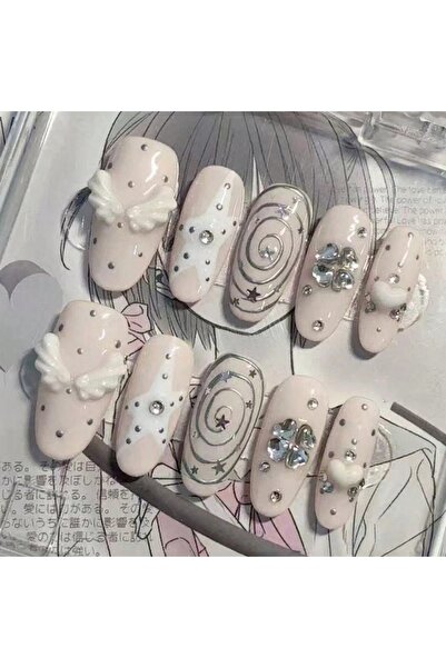Choice SJ0111-M 10 pieces of hand pressed oval nails, beautiful fake nails, n...