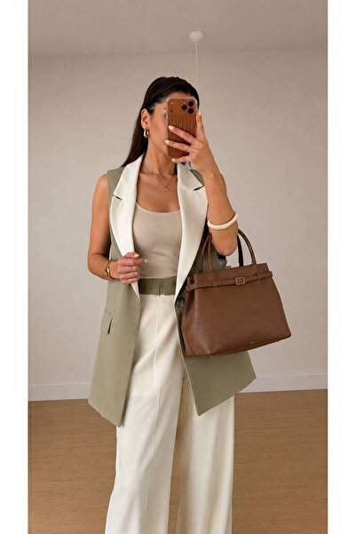 EFSUN MODA Women's Garnished Vest Palazzo Pants Suit Long Vest Suitable for Tesettür