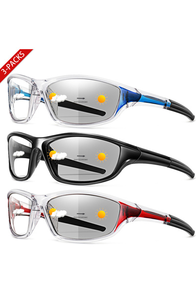choice2 BE17-11-12 3 Pairs Photochromic Sunglasses Cycling Eyewear Men Women ...