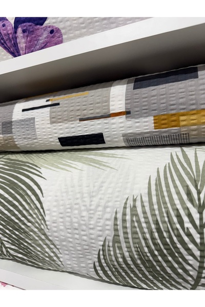 MATERIAL creponat pentru lenjerie de pat la metru, 240 cm – Frunze tropicale ...