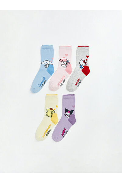 LC Waikiki Детски къси чорапи с десен Hello Kitty, комплект от 5 чифта