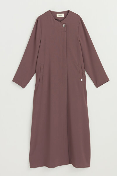 Nihan Plus Size Brooch Detailed Robe - Brown