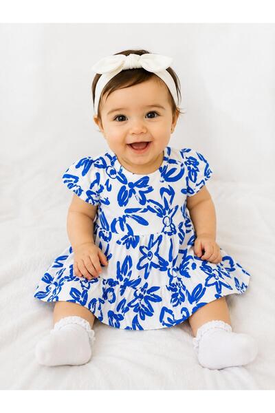 Oz Baby فستان صيفي قطني مزين بالزهور للفتيات الصغيرات بأكمام قصيرة من 6 إلى 1...