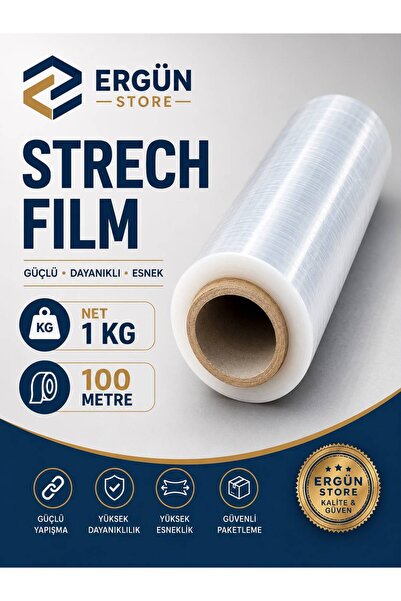 Ergün Store Streç Film 50 Cm Boy Net 1 Kg ( 100 Metre ) Eşya Sarımı 1 Adet
