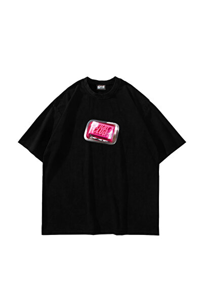 Sekizbiraltı Black Fight Club Oversize Printed Unisex T-Shirt