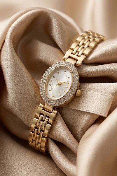 The Watch Vivos Women's Gold Steel Watch – White Dial with Stone Bezel Luxury...