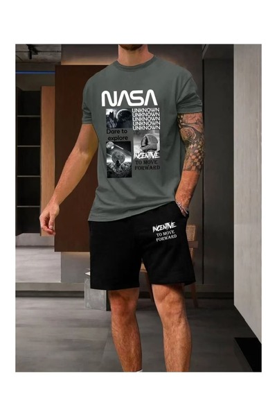 bellanova Hanangiyim Unisex Oversize Shorts Set Short Sleeve T-Shirt Comforta...