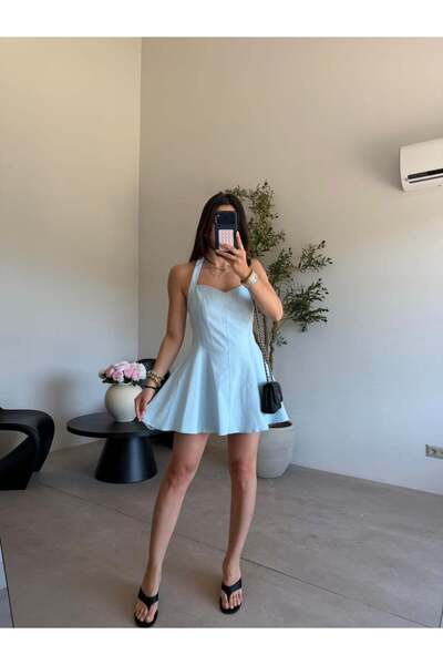 Bade Butik Blue Heart Collar Flounce Dress