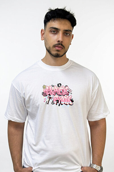 Anetos Blackpink_16 Design Printed Oversize White T-Shirt