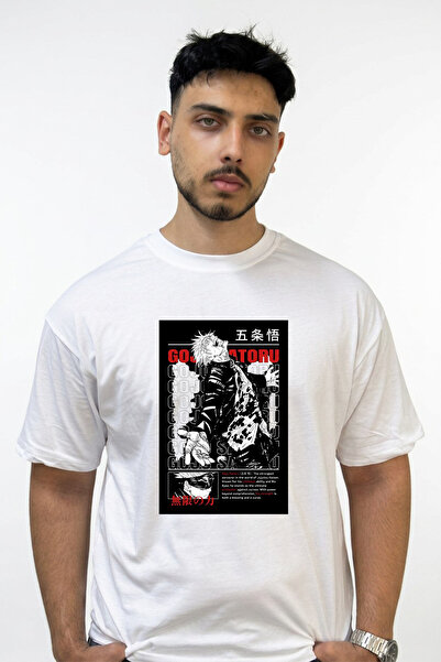 Anetos Gojo Satoru_54 Design Printed Oversize White T-Shirt