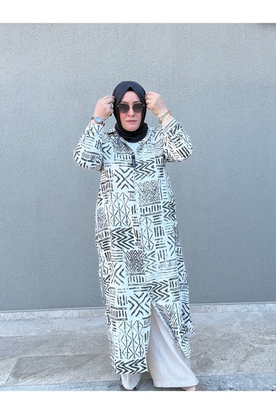 Meryemce Butik COLOMBİA KETEN TAM BOY TUNİK (geniş kalıp 38-48 beden arası)