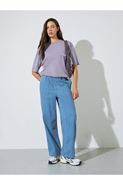 Styli Blue Straight Fit Jogger Style Jeans with Patch Pocket