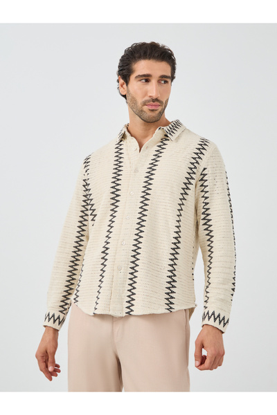 Styli Crochet Knit Regular Fit Shirt