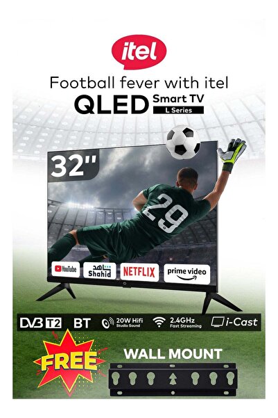 İtel 32 Inch Smart QLED TV With Wall Mount, HD 1366 x 768, Android TV, Quad-C...