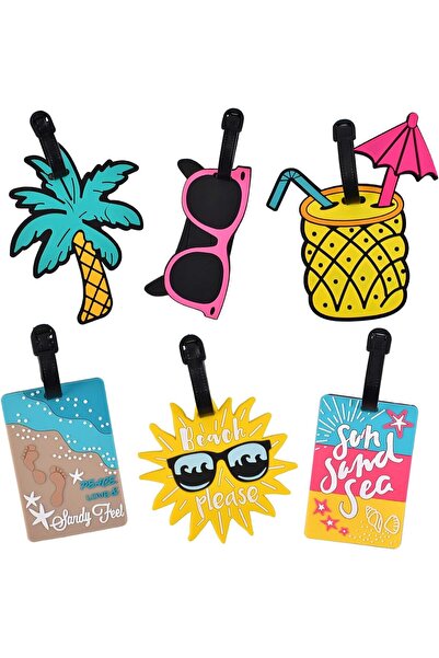 Arabest 6 PCS Luggage Tags with Name ID Card, PVC Silicone, Waterproof Cover,...