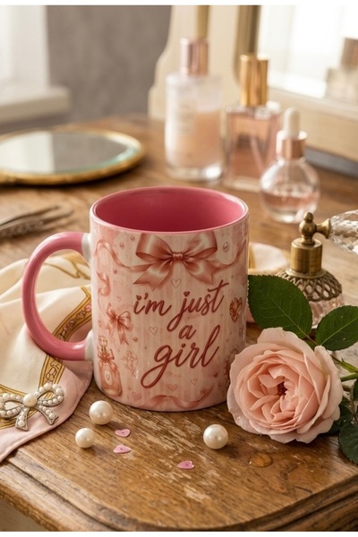 Eylül Design I'M Just a Girl Pink Mug with Colored Interior and Handle Qualit...
