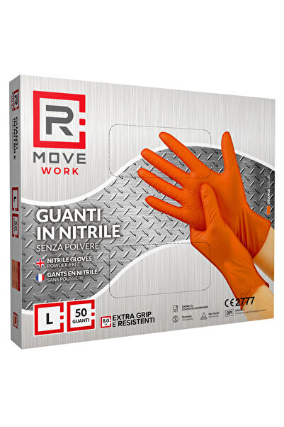 Thinq Manusi de lucru din nitril portocaliu, RMove, Full Grip 8.0 g, fara pud...